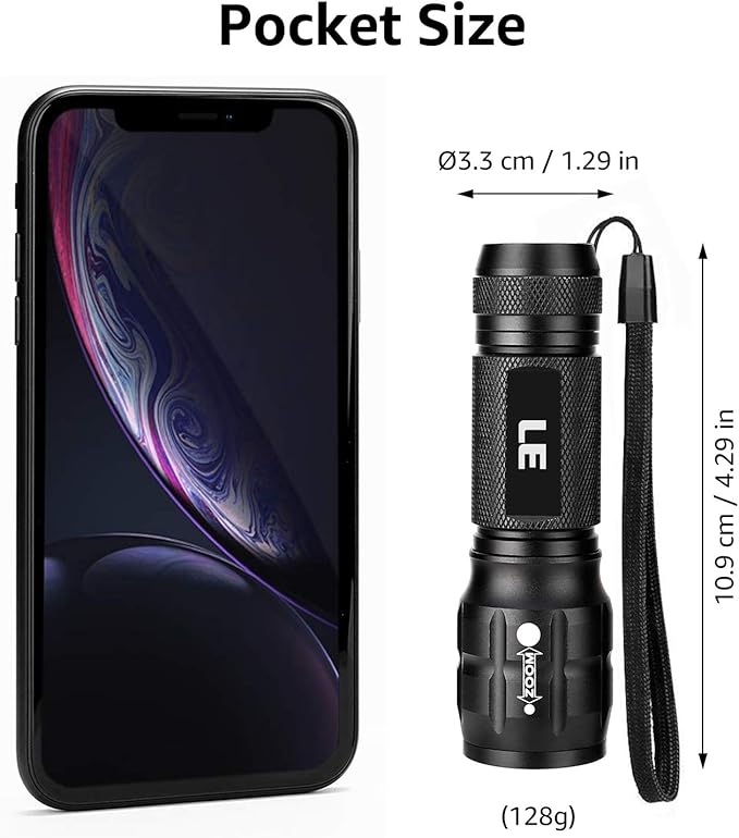 LED Flashlights High Lumens, Small Flashlight, Waterproof, Adjustable Focus Flash Light for Outdoor, Emergency, AAA Batteries Included, Tactical & Camping Accessories