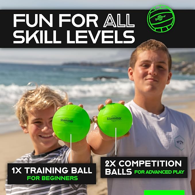 Slammo Game Set (Includes 3 Balls, Carrying Case and Rules) - Outdoor Lawn, Beach & Tailgating Roundnet Game for Kids, Teens & Adults