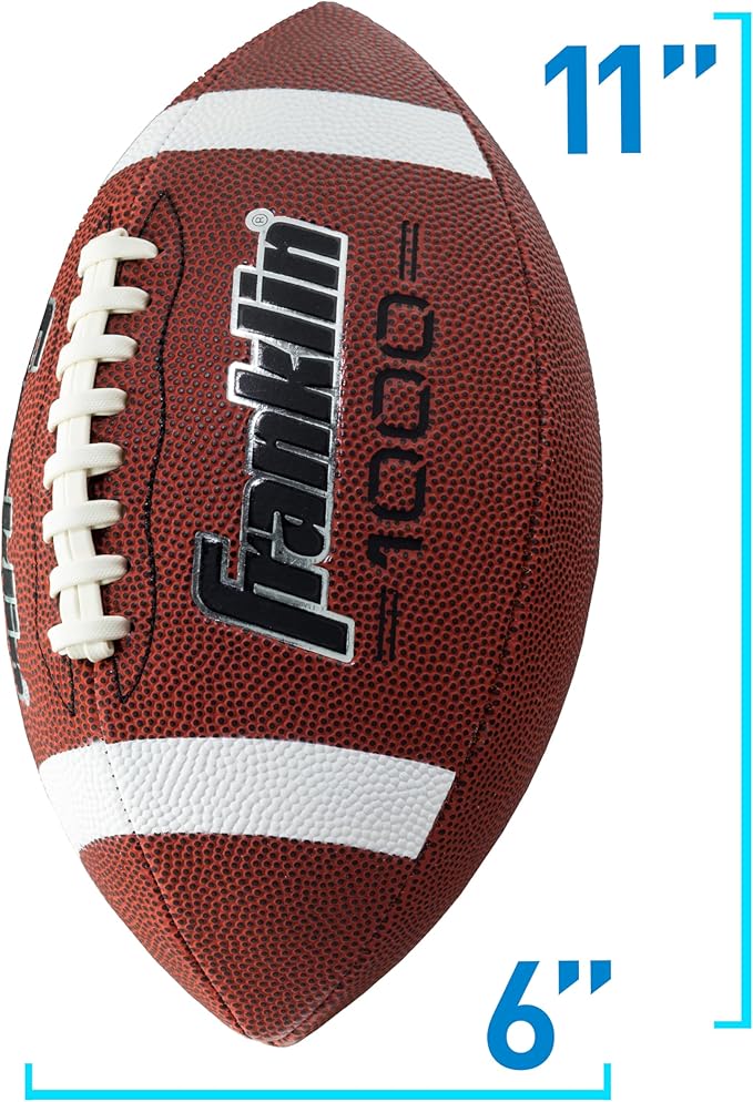 Sports Youth + Adult Footballs - Extra Grip 1000 Official Size, Junior + Pee Wee Kids - 1 + 12 Packs