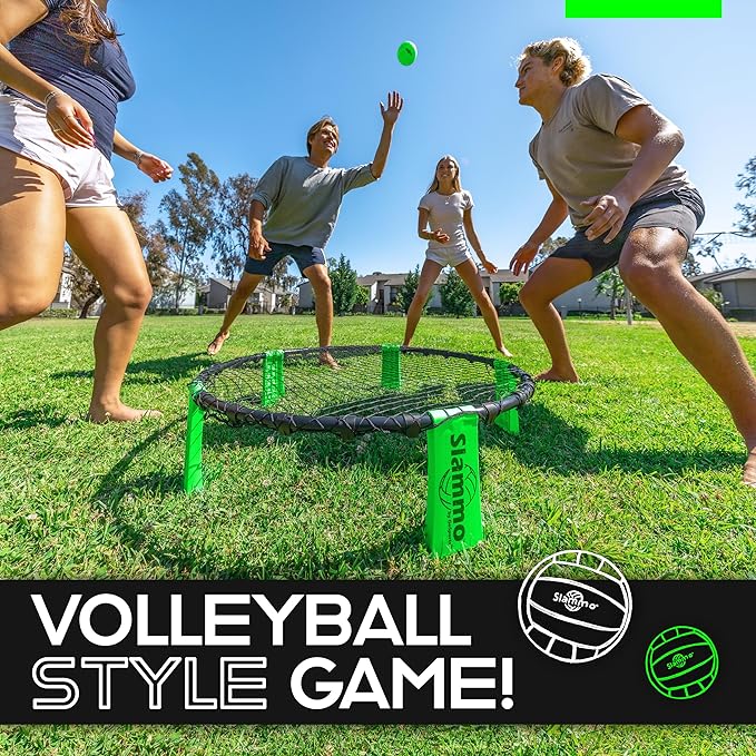 Slammo Game Set (Includes 3 Balls, Carrying Case and Rules) - Outdoor Lawn, Beach & Tailgating Roundnet Game for Kids, Teens & Adults
