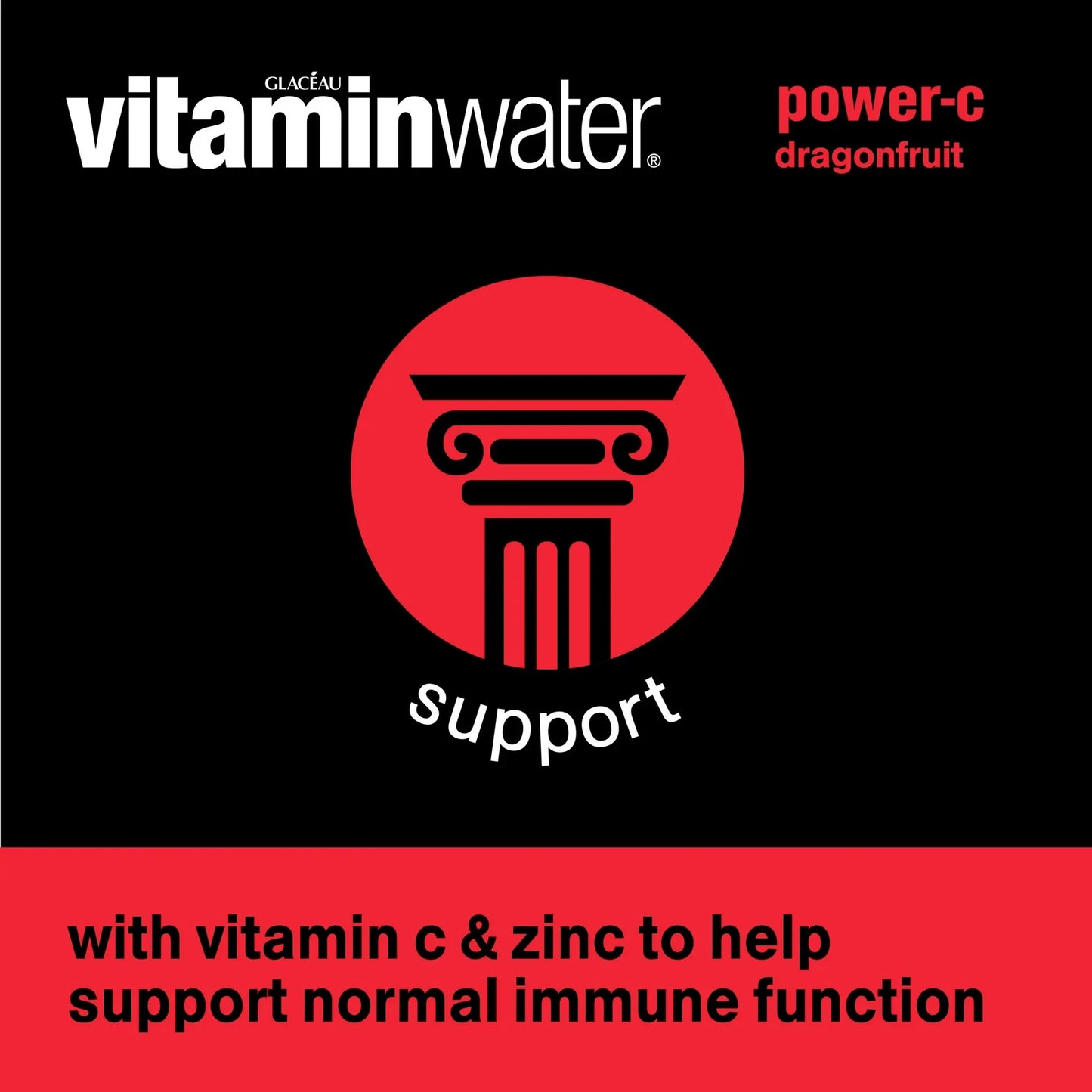 vitaminwater power-c electrolyte enhanced dragonfruit drink, 16.9 fl oz, 6 count bottles