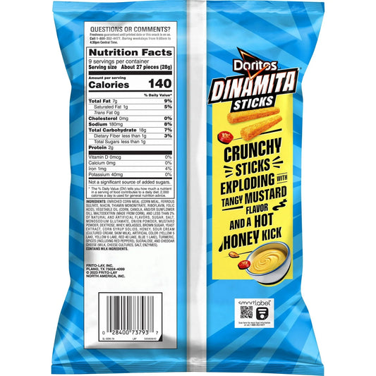 Doritos Dinamita Sticks Hot Honey Mustard, 9.0oz Bag, Single pack (Packaging may vary)