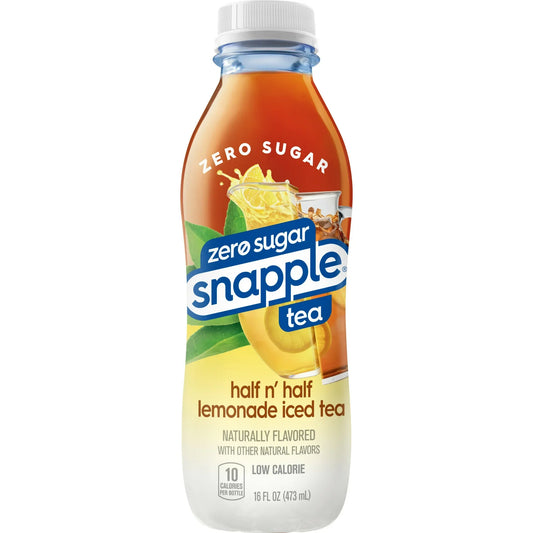 Snapple Zero Sugar Half 'n Half, Iced Bottled Tea Drink, 16 fl oz, 6 Bottles