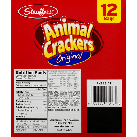 Stauffer's Original Animal Crackers, 1.5 oz, 12 count