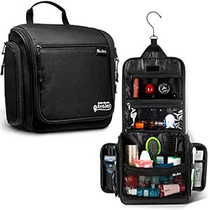 Travel Toiletry Bag for Men and Women - Large Hanging Toiletry Organizer - Waterproof Hygiene Bag with Metal XXL Swivel Hook, with Sturdy Zippers and 19 Compartments for Toiletries, Makeup, Cosmetics
