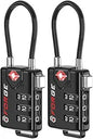 Cable Luggage Locks, Re-settable Combination with Alloy Body, Black 2 Locks.