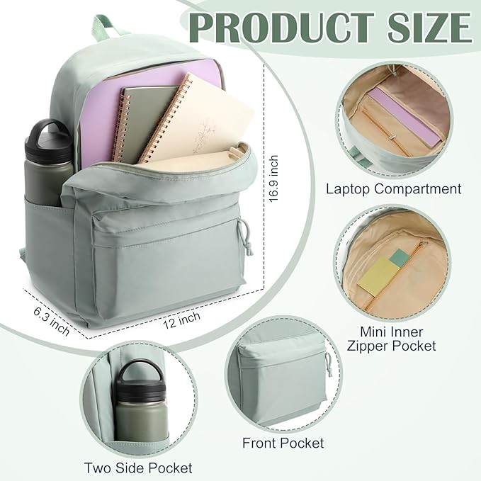 28 Pcs Backpack Set Pencil Case Notebook Pen Insulated Cup File Folder Sticky Note Memo Pad Essentials Stationery Kit(Green)
