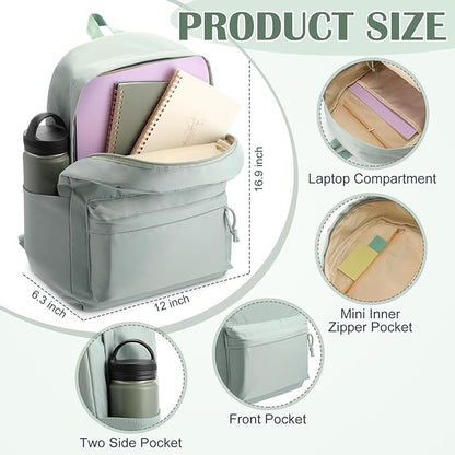 28 Pcs Backpack Set Pencil Case Notebook Pen Insulated Cup File Folder Sticky Note Memo Pad Essentials Stationery Kit(Green)