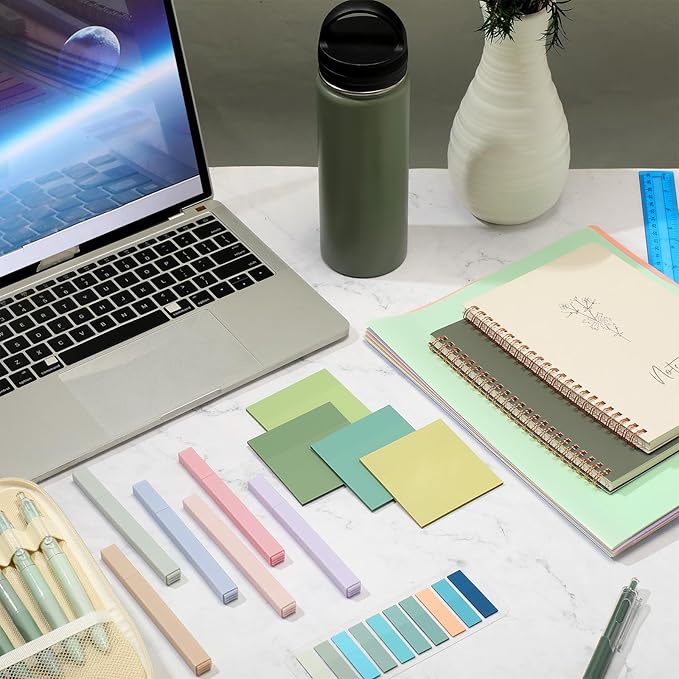 28 Pcs Backpack Set Pencil Case Notebook Pen Insulated Cup File Folder Sticky Note Memo Pad Essentials Stationery Kit(Green)