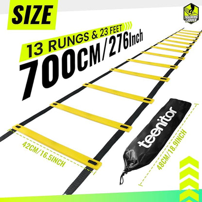 Agility Ladder Speed Ladder Training Ladder for Soccer, Speed, Football Fitness Feet Training Carry Bag Agility Training Equipment 13 rungs, 23 feet