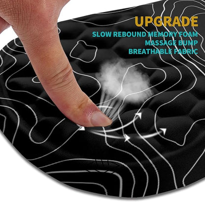 Ergonomic Mouse Pad Wrist Support, Wrist Rest Mousepad for Carpal Tunnel Pain Relief with Integrated Memory Foam Slope Massage Bulge (11.8x7.9 inch,Topographic Contour)