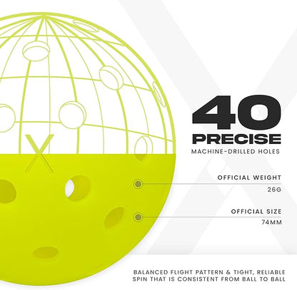 Sports X-40 Outdoor Pickleballs - Official Ball of USA Pickleball, APP Tour + US Open - Regulation Size