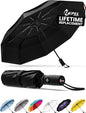 Windproof Travel Umbrella - Compact & Withstands Winds up to 85MPH , Strongest Premium Auto Folding Umbrella for Rain and Sun - Durable, Light & Portable for Women & Men , Fits Backpack & Cars