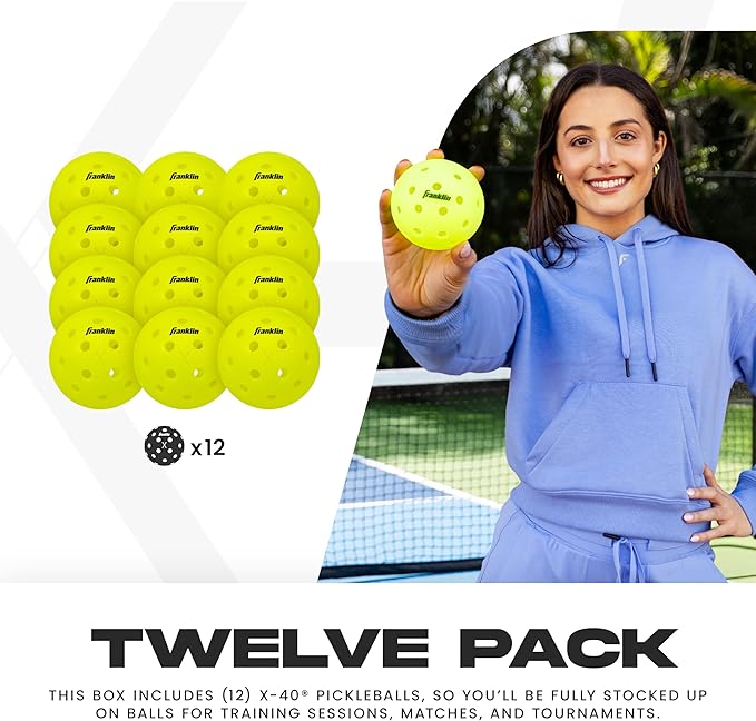 Sports X-40 Outdoor Pickleballs - Official Ball of USA Pickleball, APP Tour + US Open - Regulation Size