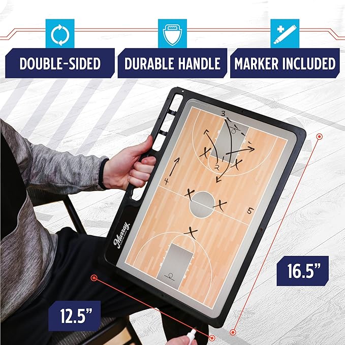 Sporting Goods Premium Coaches Clipboard | Double-Sided Dry Erase Marker Board for Basketball, Baseball, Soccer, Football, Hockey (Marker Included)