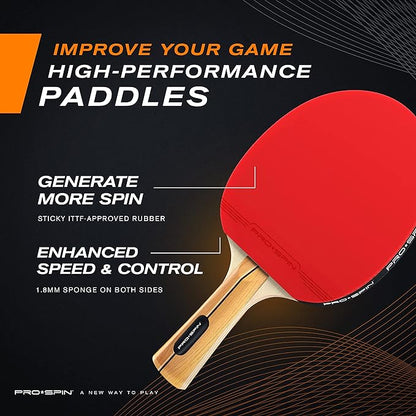Ping Pong Paddles - High-Performance Set with Premium Table Tennis Rackets, 3-Star Ping Pong Balls, Compact Storage Case | Professional Quality Ping Pong Paddle Set | Indoor & Outdoor Games