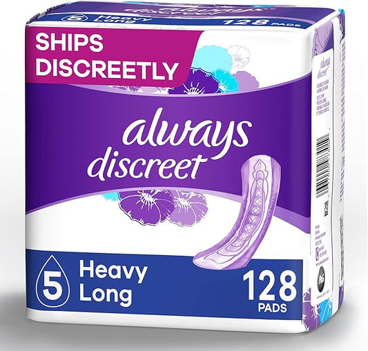 Always Discreet Heavy Long Incontinence Pads, Total 128 Count