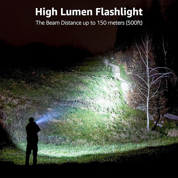 LED Flashlights High Lumens, Small Flashlight, Waterproof, Adjustable Focus Flash Light for Outdoor, Emergency, AAA Batteries Included, Tactical & Camping Accessories