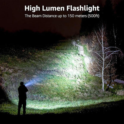 LED Flashlights High Lumens, Small Flashlight, Waterproof, Adjustable Focus Flash Light for Outdoor, Emergency, AAA Batteries Included, Tactical & Camping Accessories