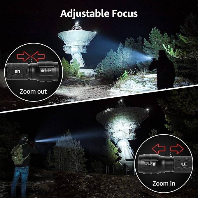 LED Flashlights High Lumens, Small Flashlight, Waterproof, Adjustable Focus Flash Light for Outdoor, Emergency, AAA Batteries Included, Tactical & Camping Accessories