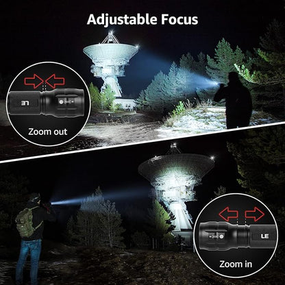 LED Flashlights High Lumens, Small Flashlight, Waterproof, Adjustable Focus Flash Light for Outdoor, Emergency, AAA Batteries Included, Tactical & Camping Accessories