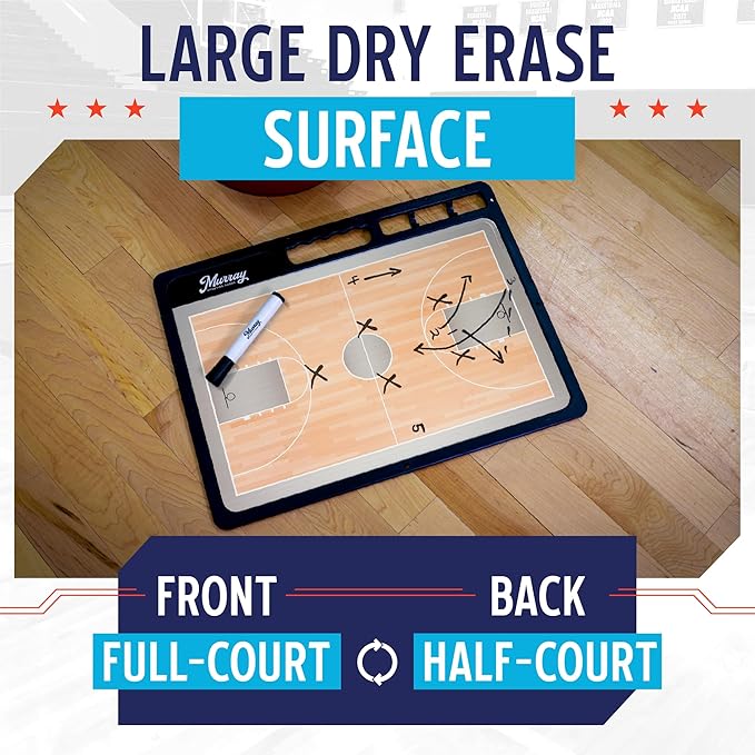 Sporting Goods Premium Coaches Clipboard | Double-Sided Dry Erase Marker Board for Basketball, Baseball, Soccer, Football, Hockey (Marker Included)