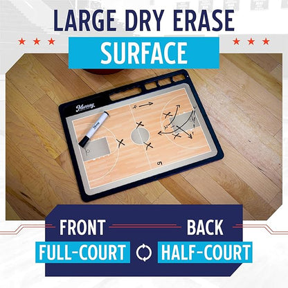 Sporting Goods Premium Coaches Clipboard | Double-Sided Dry Erase Marker Board for Basketball, Baseball, Soccer, Football, Hockey (Marker Included)