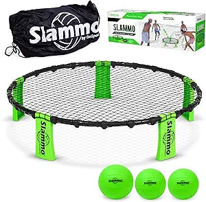Slammo Game Set (Includes 3 Balls, Carrying Case and Rules) - Outdoor Lawn, Beach & Tailgating Roundnet Game for Kids, Teens & Adults