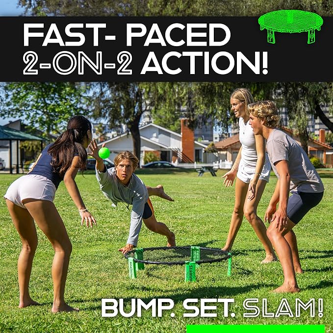 Slammo Game Set (Includes 3 Balls, Carrying Case and Rules) - Outdoor Lawn, Beach & Tailgating Roundnet Game for Kids, Teens & Adults