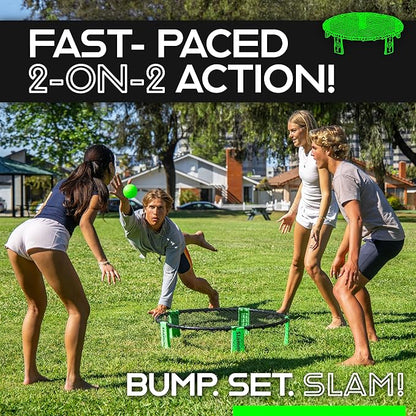 Slammo Game Set (Includes 3 Balls, Carrying Case and Rules) - Outdoor Lawn, Beach & Tailgating Roundnet Game for Kids, Teens & Adults