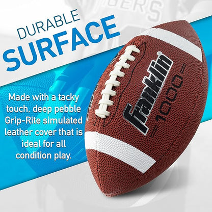 Sports Youth + Adult Footballs - Extra Grip 1000 Official Size, Junior + Pee Wee Kids - 1 + 12 Packs