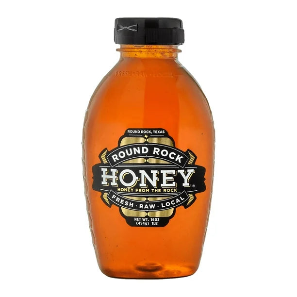 Round Rock Honey, Local, Raw & Unfiltered, Wildflower Texas Honey, 16 fl oz Plastic Squeeze Bottle.