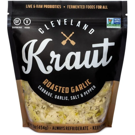 Cleveland Kitchen Gluten-Free Roasted Garlic Kraut, 16 oz Pouch