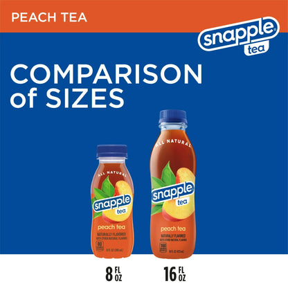 Snapple Natural Peach, Bottled Tea Drink, 8 fl oz, 8 Mini Bottles