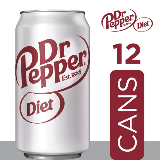 Diet Dr Pepper Soda Pop, 12 fl oz, 20 Pack Cans