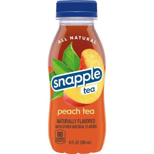 Snapple Natural Peach, Bottled Tea Drink, 8 fl oz, 8 Mini Bottles